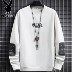 花花公子红色卫衣男士秋冬季新款休闲圆领上衣服加绒长袖t恤