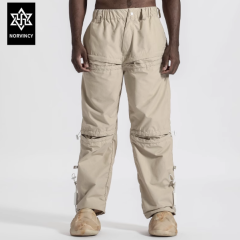 诺凡希休闲裤男拉链可调节抽绳设计潮流秋季新款美式男女工装裤潮