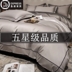 享希尔顿酒店轻奢高级感长绒棉床上四件套纯棉全棉被套床单床品4